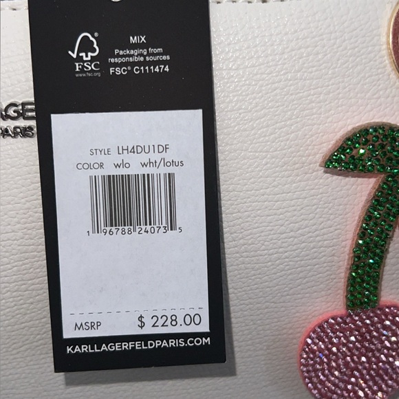 Karl Lagerfeld White & Pink Embellished Satchel Crossbody with Heart Details 🩷 - Picture 7 of 17